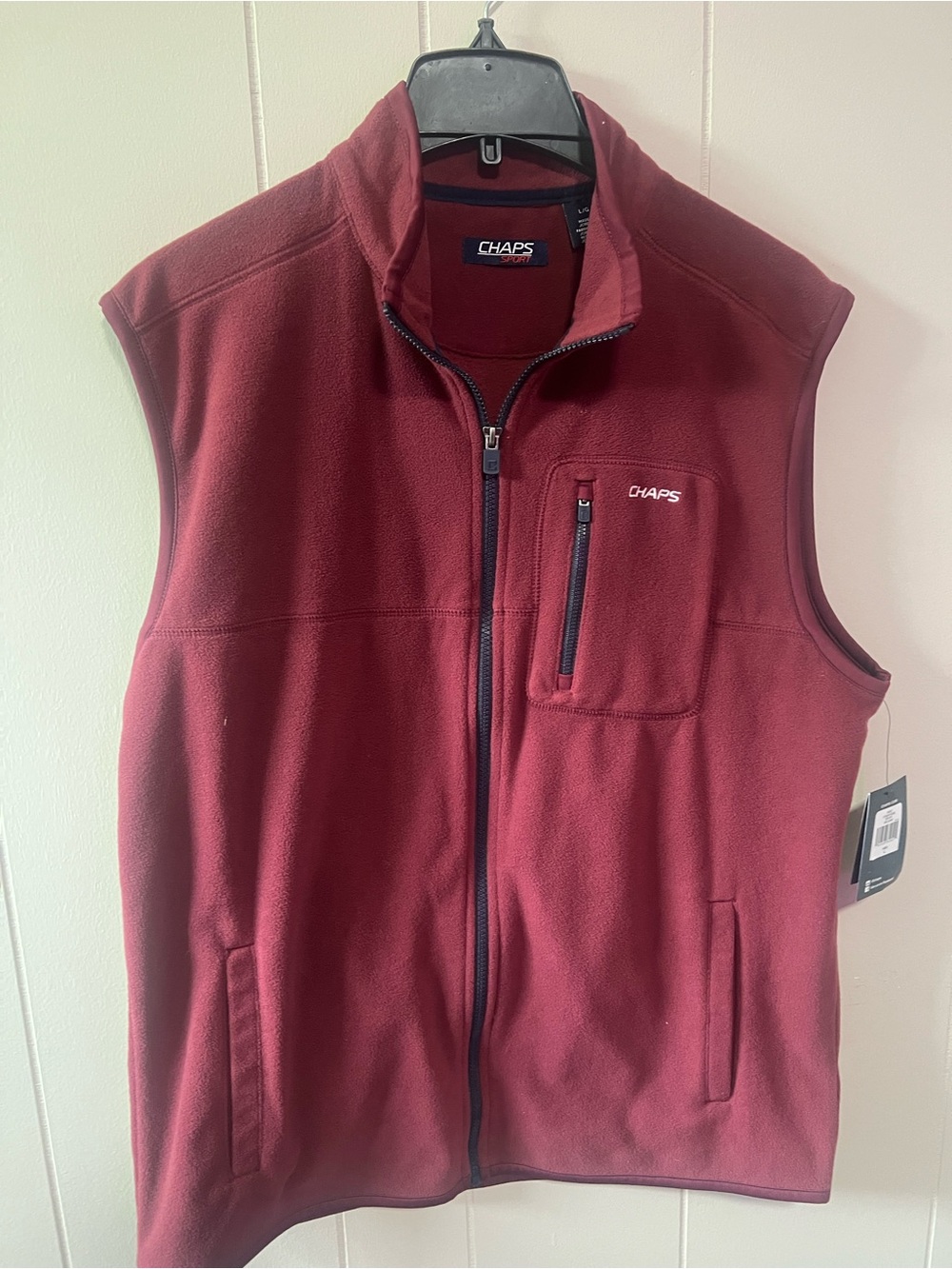Chaps Men's Wine Red Full-Zip Fleece Vest